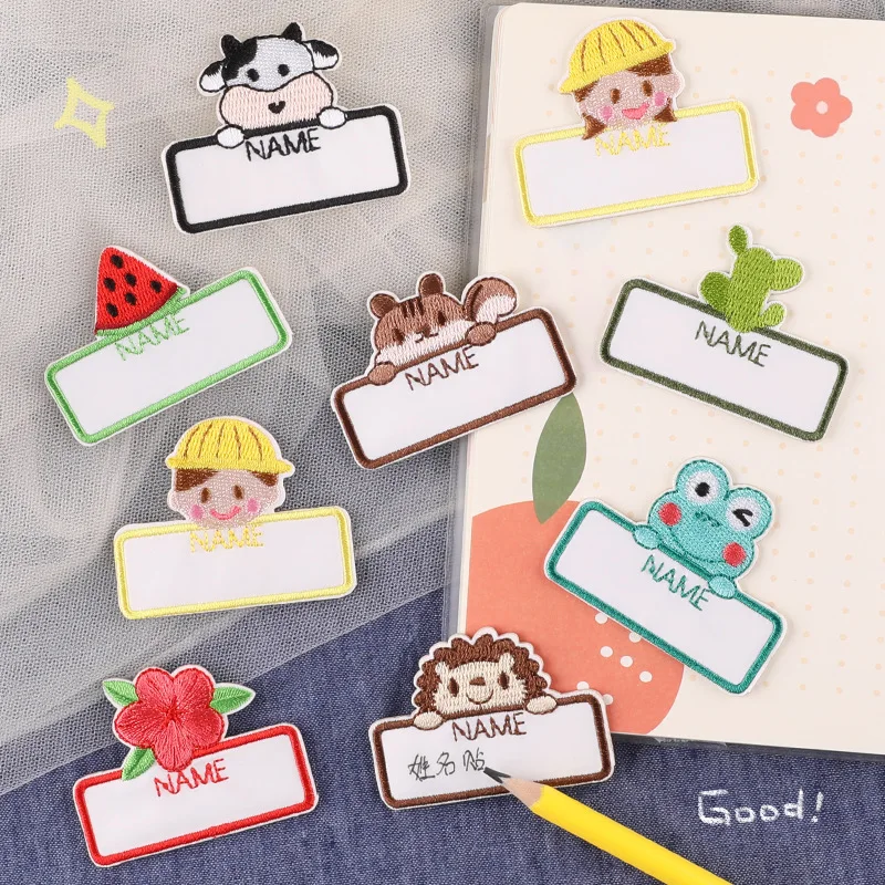 

1 Pcs New Cartoon Cute Animal Name Sticker Badge Coat Hat Backpack DIY Self-Adhesive Name Sticker Embroidery Fabric Sticker