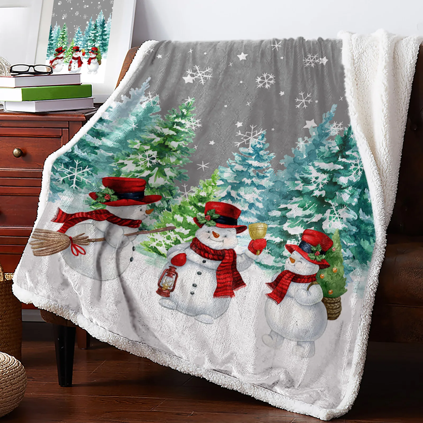 

Рождественское кашемировое одеяло со снежинками, снеговиком, зимние теплые мягкие одеяла для кровати, дивана, шерстяное одеяло, покрывало