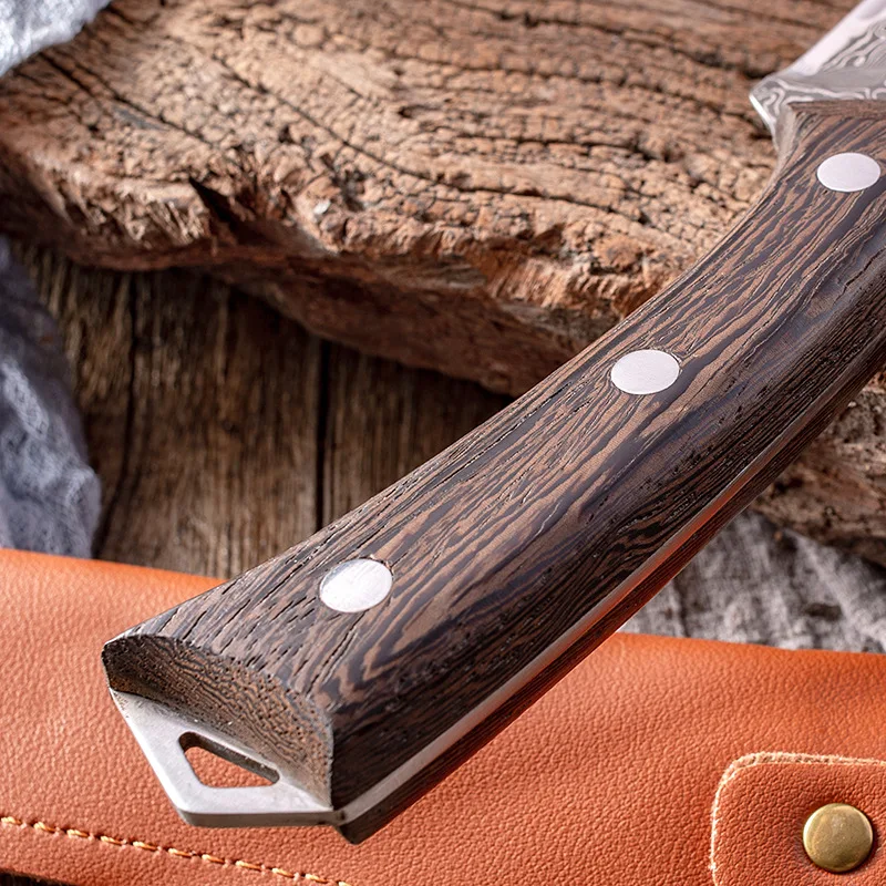 Нож для резки костей из дамасской стали VG10 67 слоев высокоуглеродистой кованый