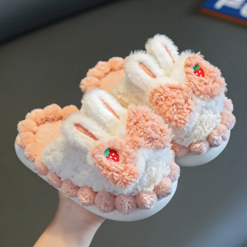 Зимние Теплые Детские Плюшевые Тапочки С Рисунком Принцессы Бантом Унисекс