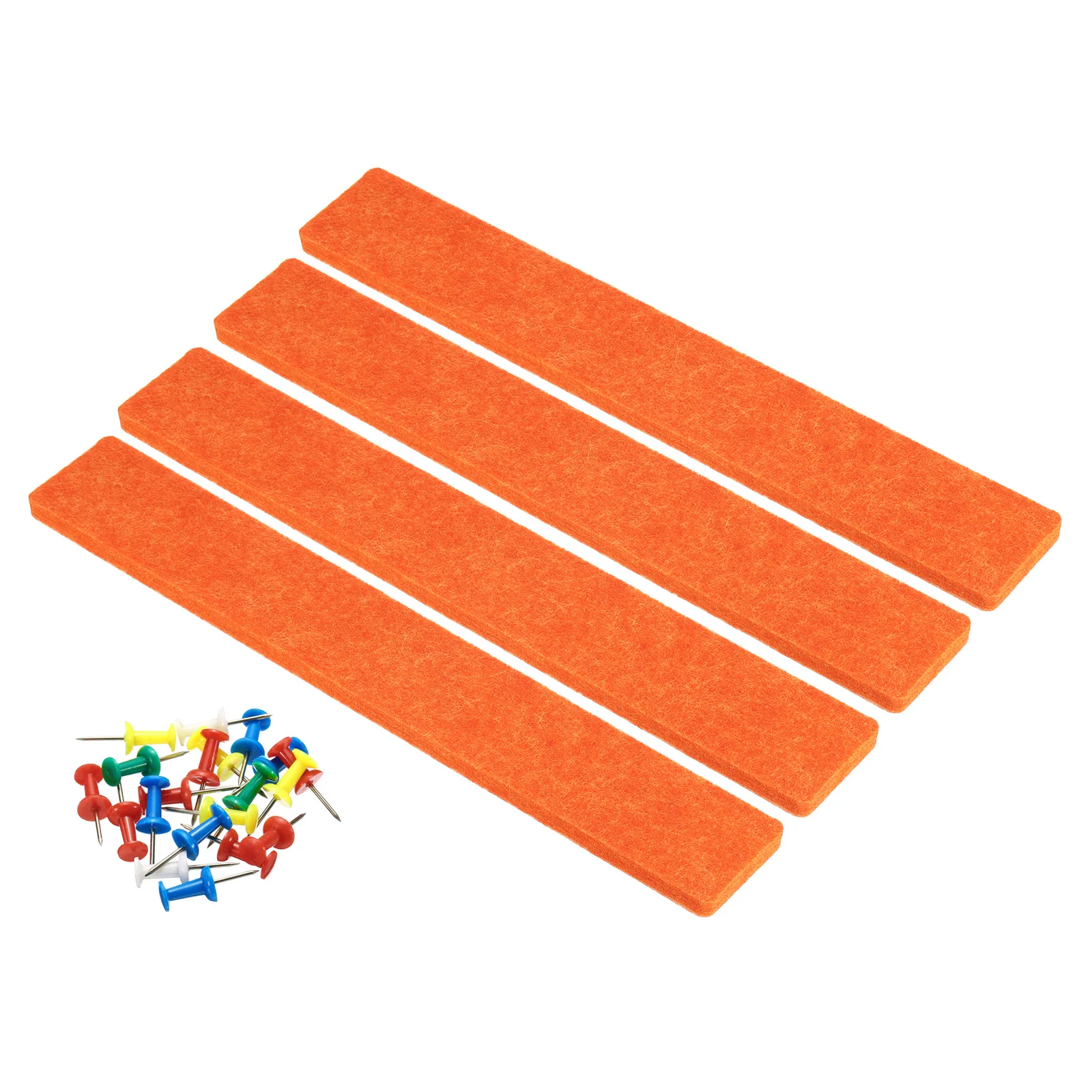 

4Pcs Felt Bulletin Board Bar Strips Self-Adhesive Memo Board with Pushpins Wall Decor for Photos Notes Classroom Office Decor