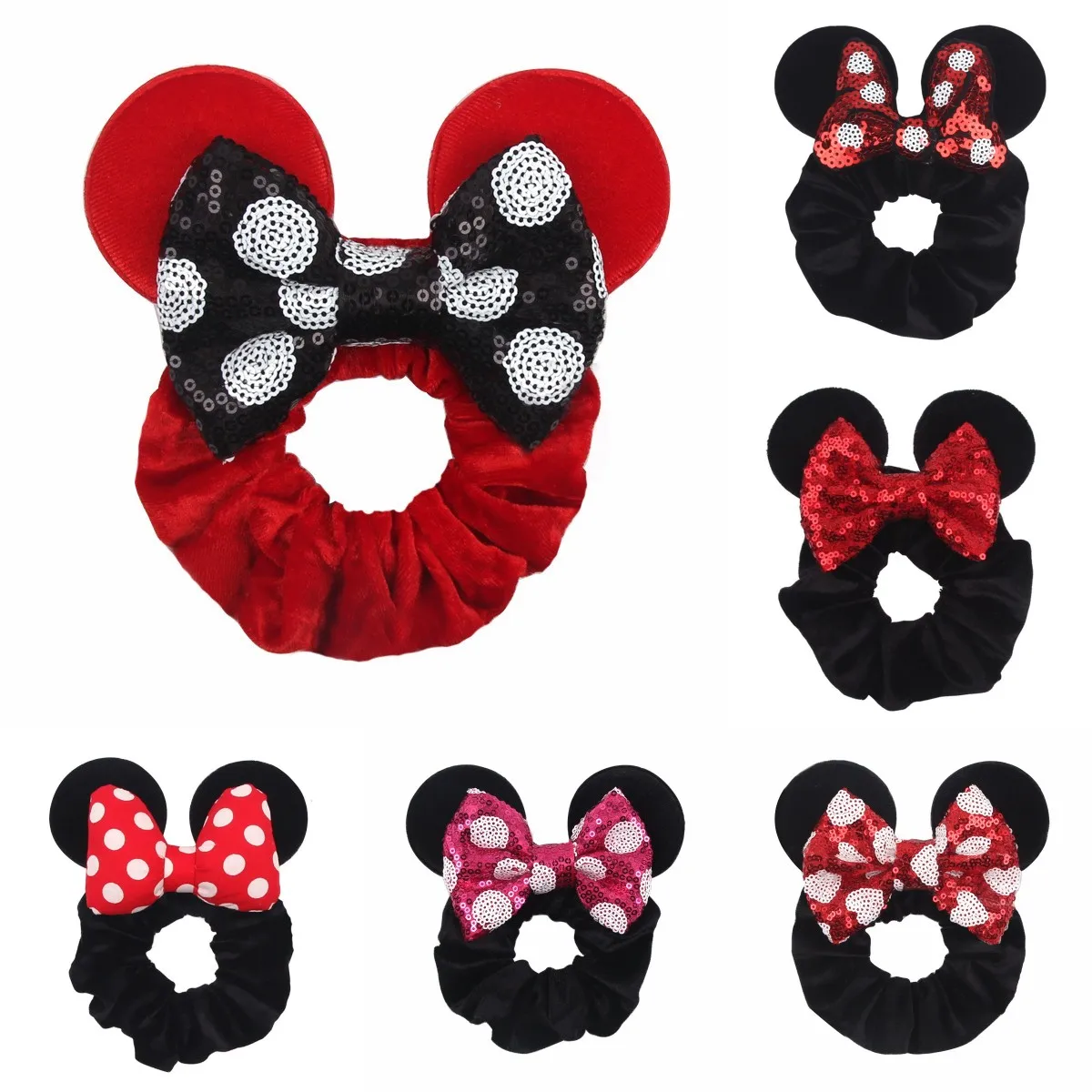 

New Fashion Mouse Ears Velvet Hair Scrunchies Girls Rope Ponytail Holder Christmas Headband Festival Elastic Hairband