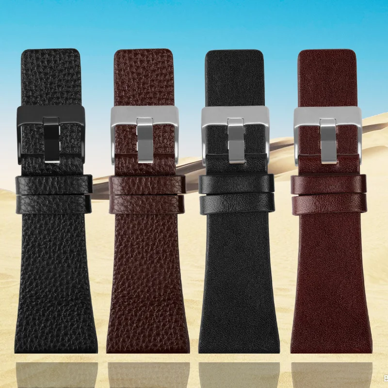 Фото Genuine Leather Watchband for Diesel Watch Belt DZ7257 1657 4323 7314 7313 7371 Leather watch chain black 22 24 26 28 30 32mm №1