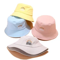 womens rainbow embroidered bucket hats men daisy reversible summer panama hip hop caps foldable streetwear bob fisherman hat