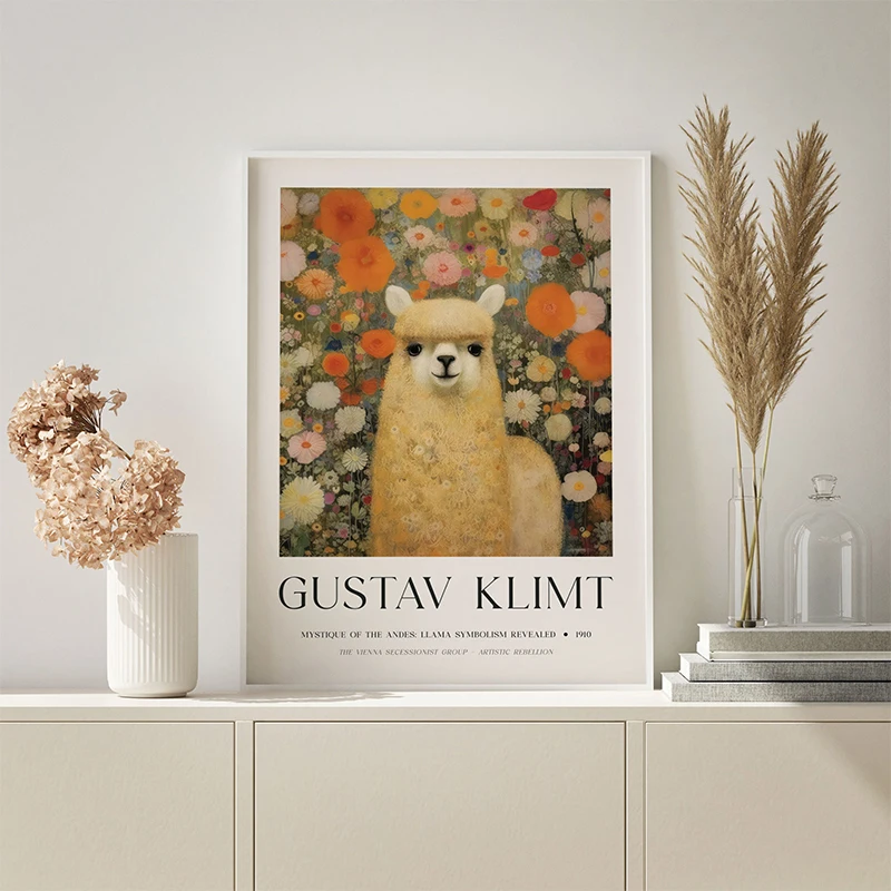 Постеры Gustav Klimt в стиле ретро с изображением животных цветов медведя лошади