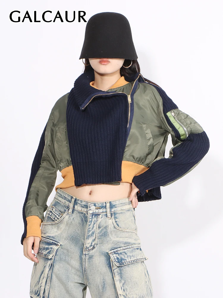 

Женское трикотажное пальто с круглым вырезом, длинным рукавом и молнией