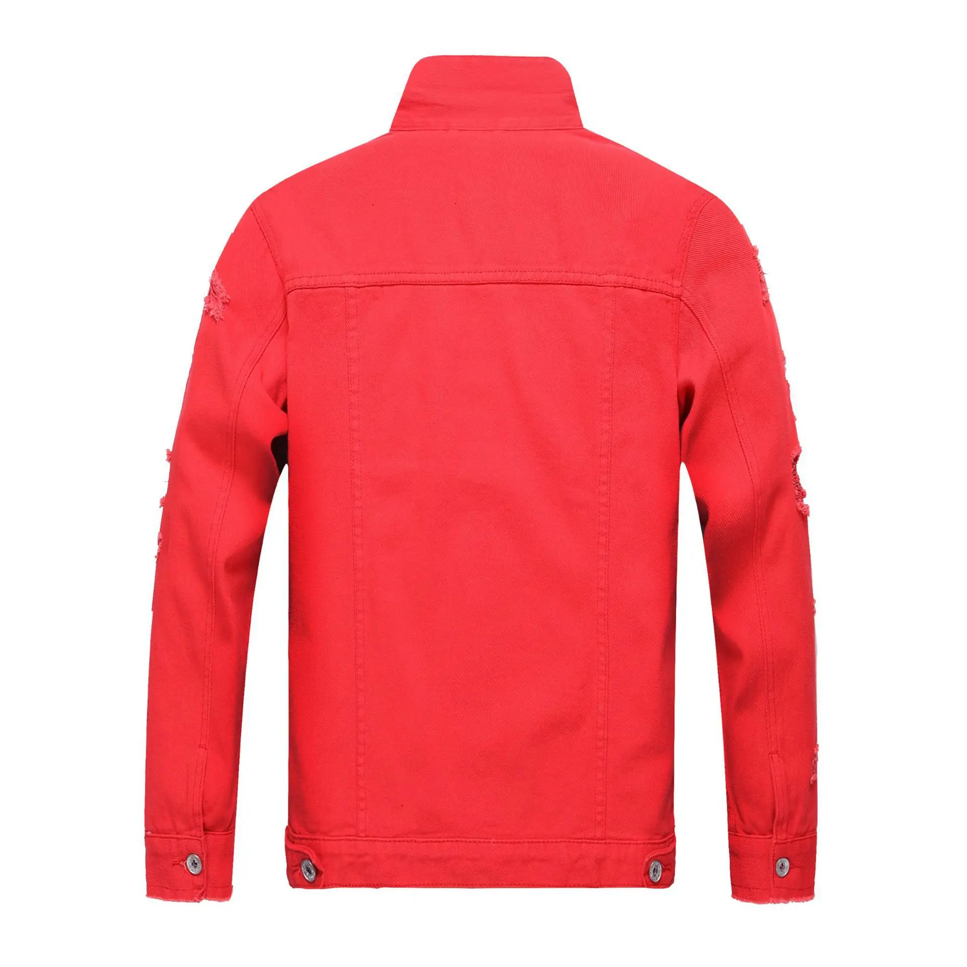 Джинсовые куртки мужские с воротником-стойкой модные рваные джинсовые пальто в