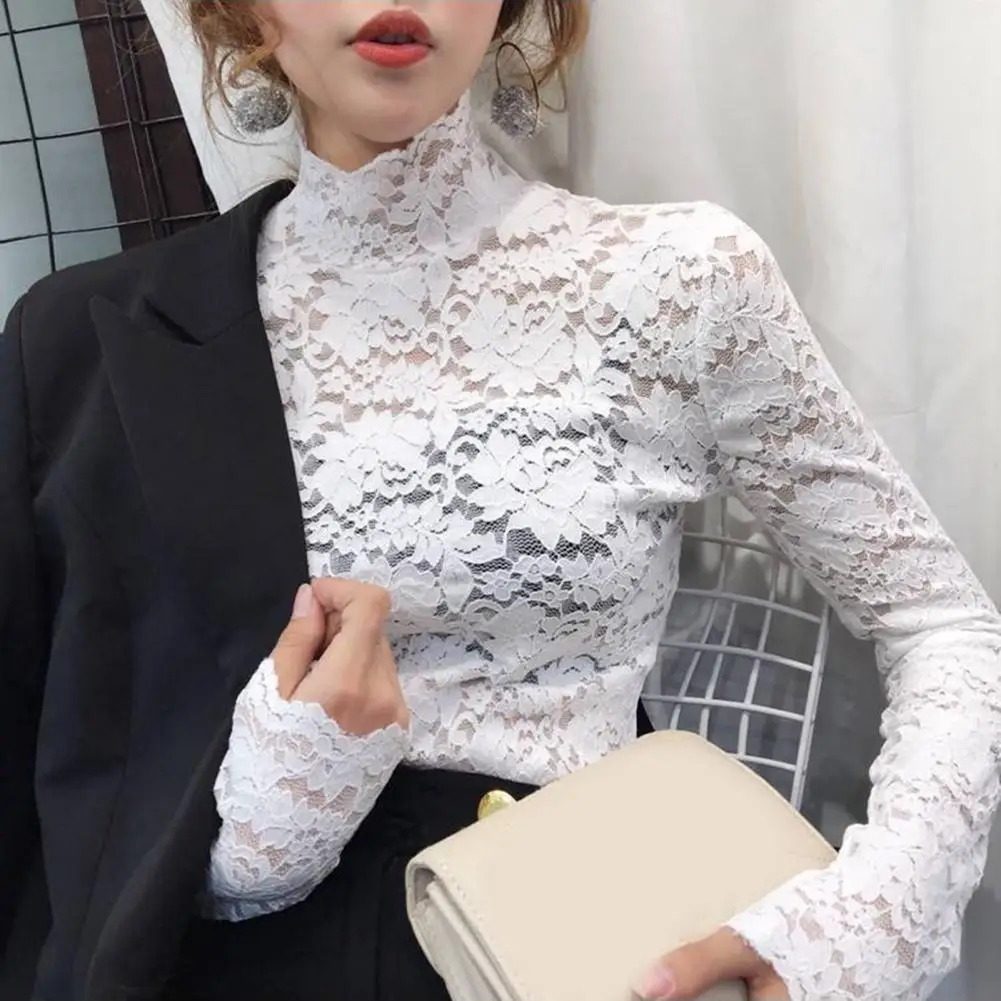 

Autumn Top Stylish Versatile Pullover Blouse Crochet Hollow Floral Lace Pullover Top Female Clothing