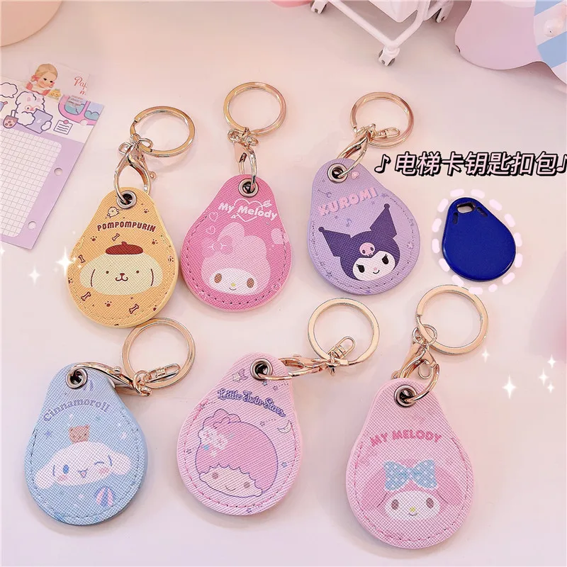 

Kawaii Sanrioed Anime Cute Kuromi My Melody Elevator Card Induction Card Card Set Keychain Access Card Protective Cover Gift