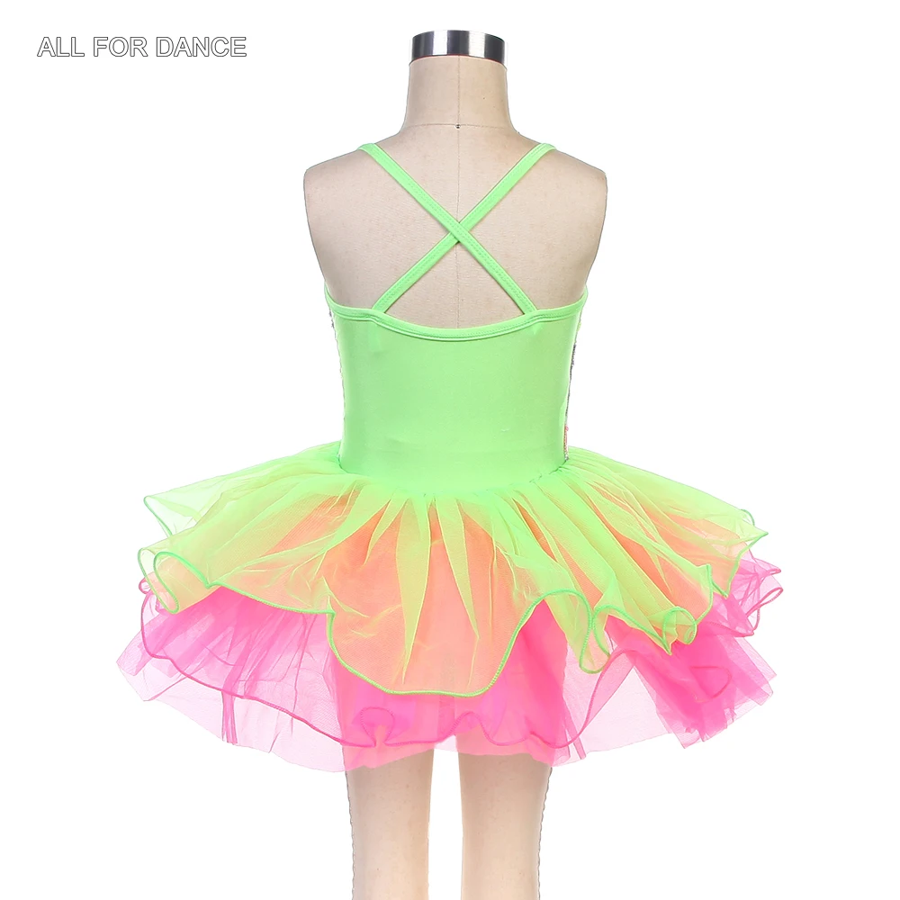 Новое поступление 15016 детская балетная пачка с блестками зеленая розовым