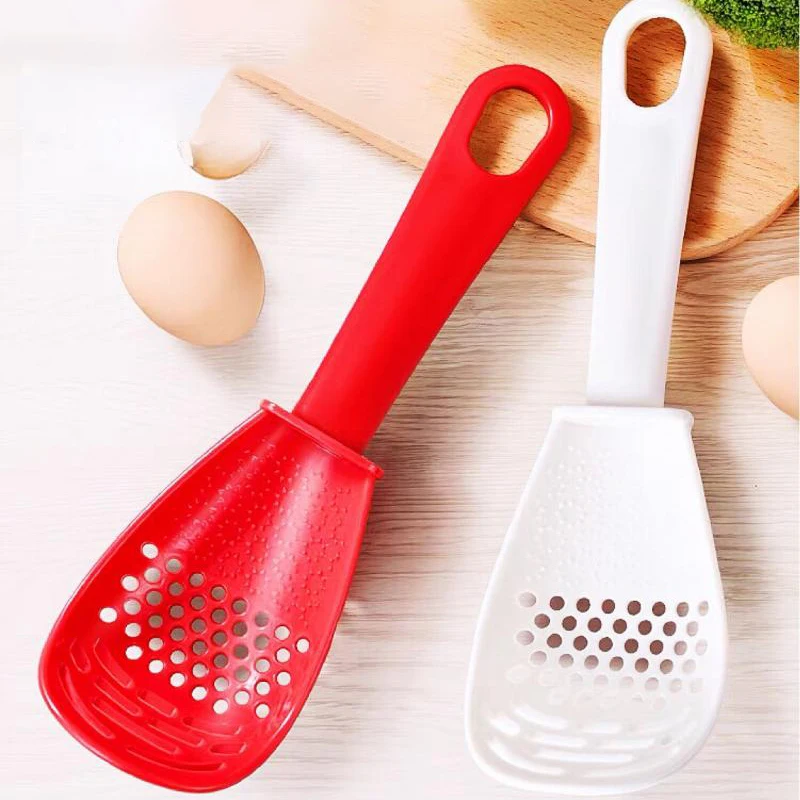 

Multifunction Kitchen Cooking Spoon Silicone Skimmer Heatresistant Hanging Type Potato Garlic Press Colander Egg White Separator
