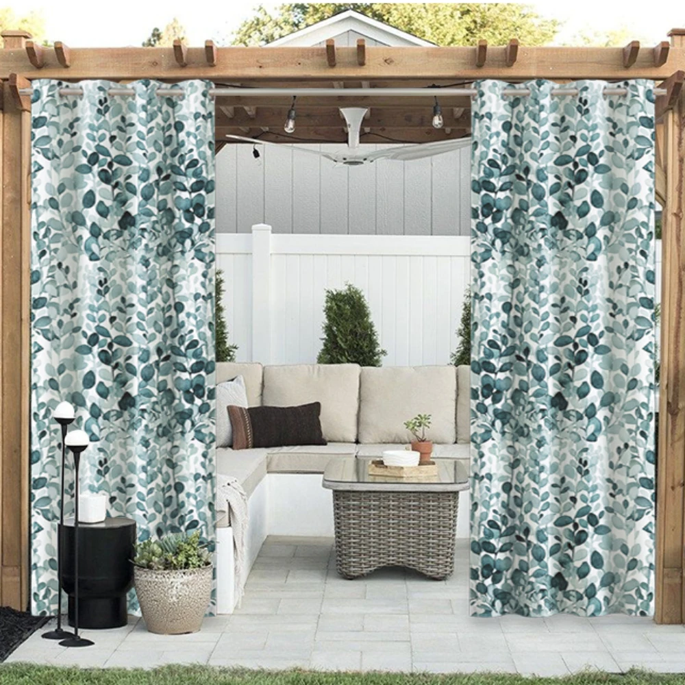 

RYBHOME Outdoor Waterproof Printed Curtain Pavilion Shading Simple Modern Living Room Bedroom Balcony Sunscreen Heat Insulation