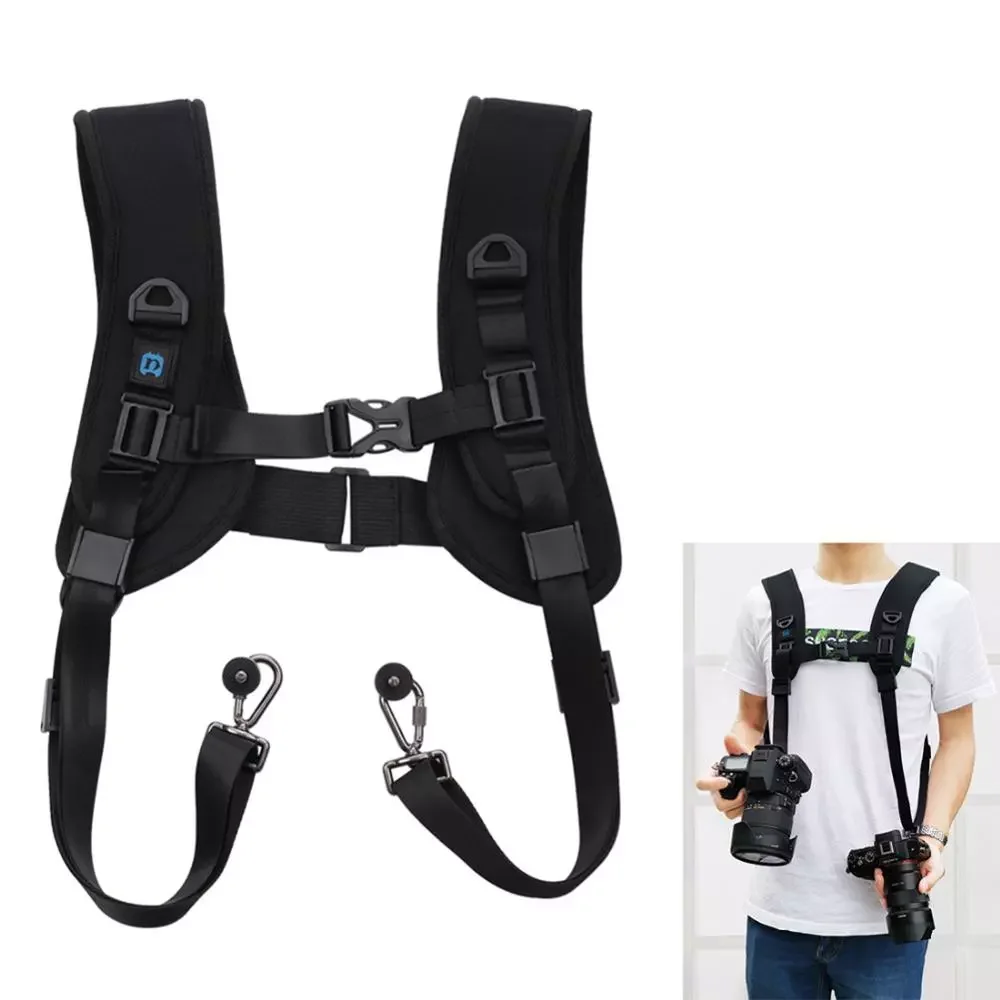

Camera Quick Release Double Shoulder Camera Strap Soft Harness Belt Photo Studio Accessories for Keeping 2 Cameras SLR DSLR