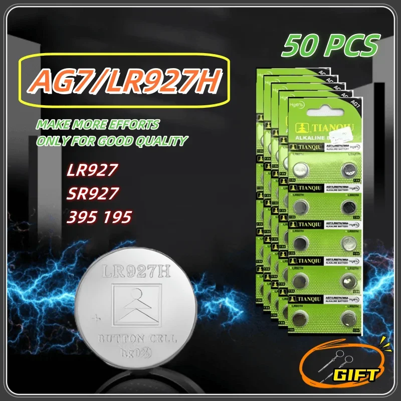 50 шт. кнопочный аккумулятор TQ AG7 SR927SW 395 LR927 LR57 SR927W 399 щелочные элементы для монет