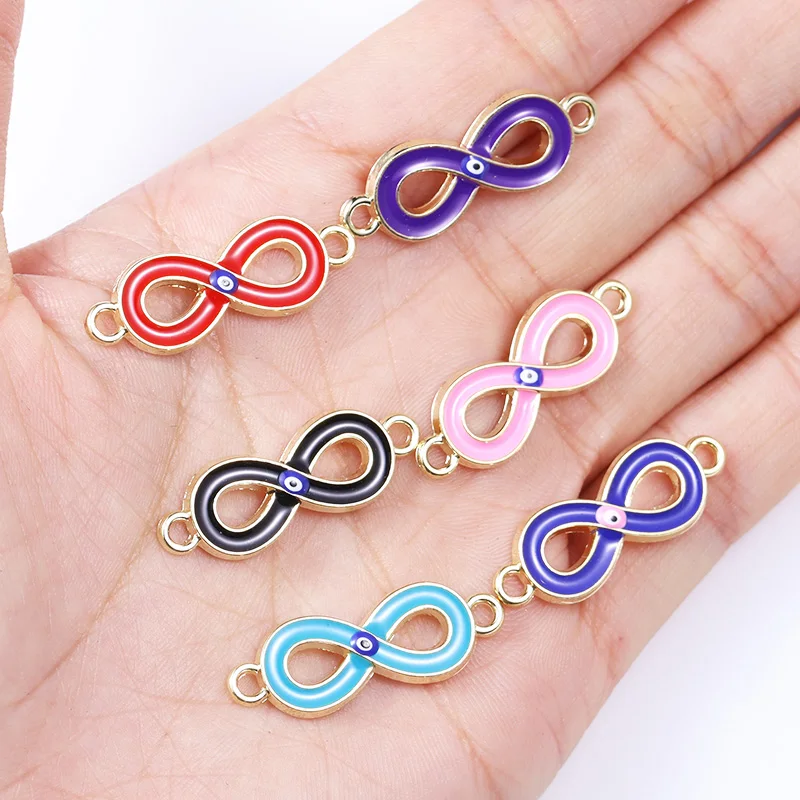 

20Pcs/Lot 27*9mm Fashion Necklace Bracelet Connector Colorful Enamel Alloy Turkish Greek Evil Eye Pendant DIY Jewellery Material