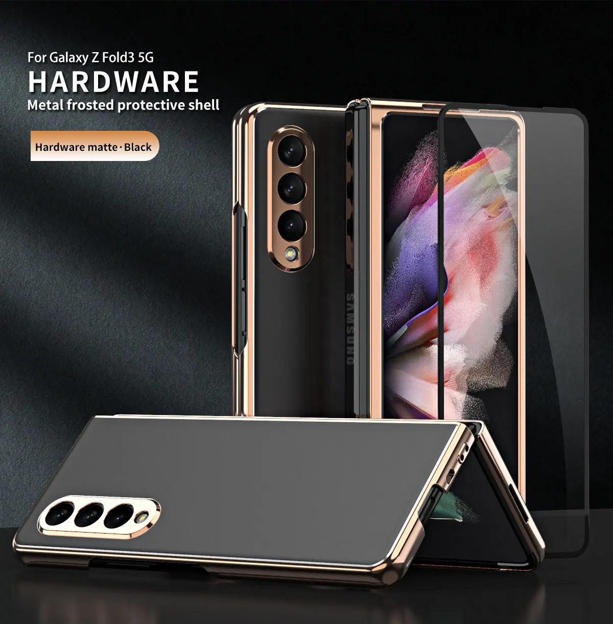 

Carbon Fiber With Tempred Glass Screen Protector Case For Samsung Galaxy Z Fold 3 5G Made With Kevlar Phone luxury Cover Fold3