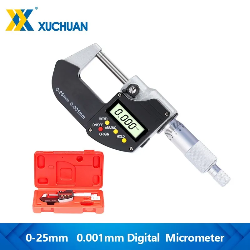 Outside Micrometer 0-25mm 0.001 mm Micron Digital  Electronic Micrometer Gauge Caliper