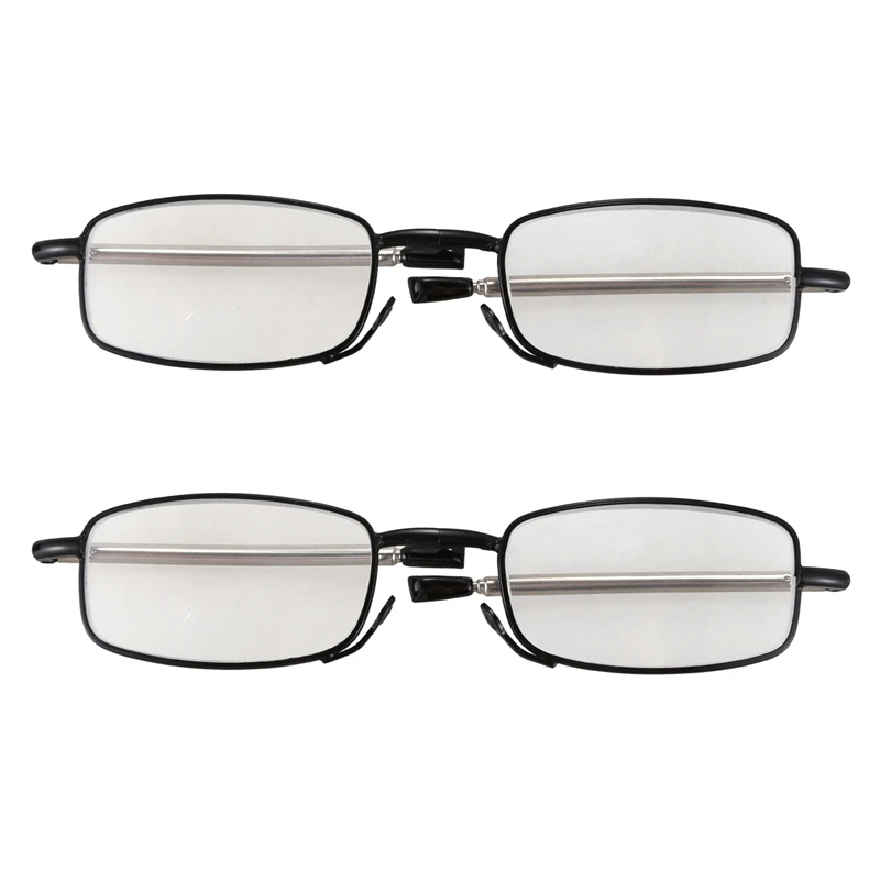 

2 Pairs Of Compact Folding Reading Glasses With Mini Flip Top Carrying Case For Men And Women Rotation Eyeglass +1.5