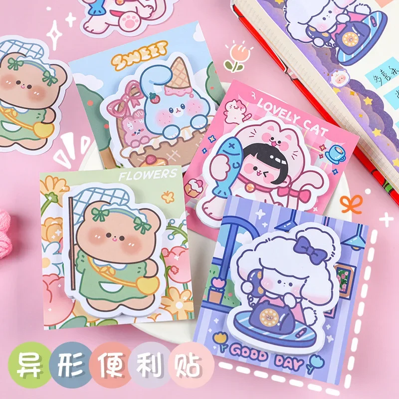 

30 Sheets Cute Sticky Notes Cartoon Shaped Note Pad Memo Kawaii Handbook Decoration Stickers Stationery School Supplies