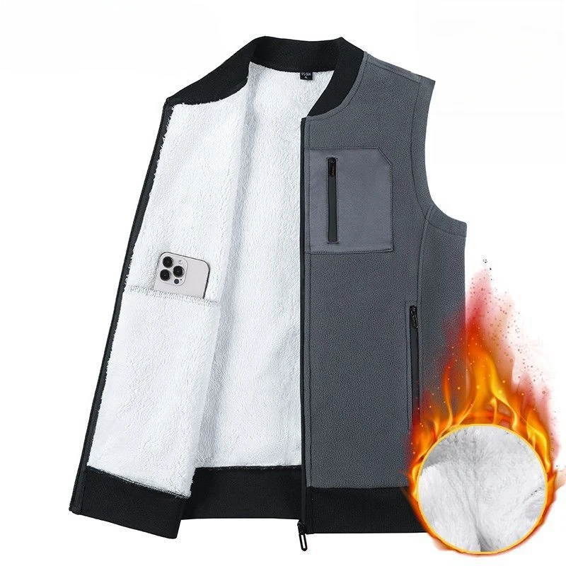 

Men Waistcoat Jackets Vest 2023 Spring Solid Color Stand Collar Climbing Hiking Work Sleeveless with Pocket Brand Sale Z08
