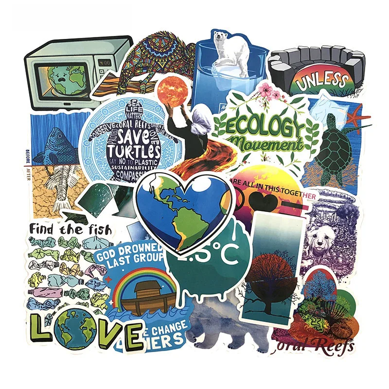 

10/30/50pcs Global Warming Stickers Environmental For Refrigerator Motorcycle Skateboards Laptop Luggage Pegatinas Bicycle Toy