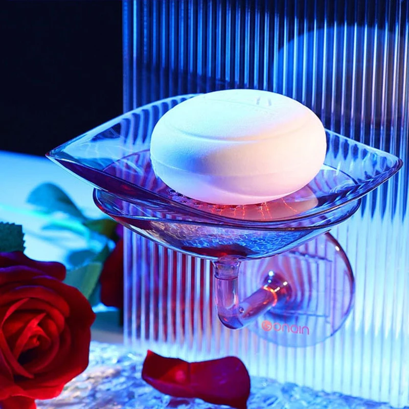 

Suction Cup Soap Dish For Bathroom Shower Portable Petal Soap Holder Silicone Tray For Kitchen Bathroom Accessories Wall Mount