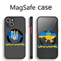 ukrainian flag design logo transparent magsafe magnetic magnet phone case for for iphone 13 12 11 pro max mini