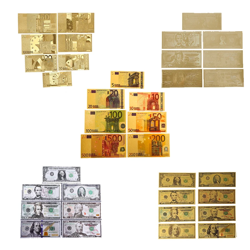 7/8/36 шт. Золотая Америка доллары США банкноты из золотой фольги поддельные