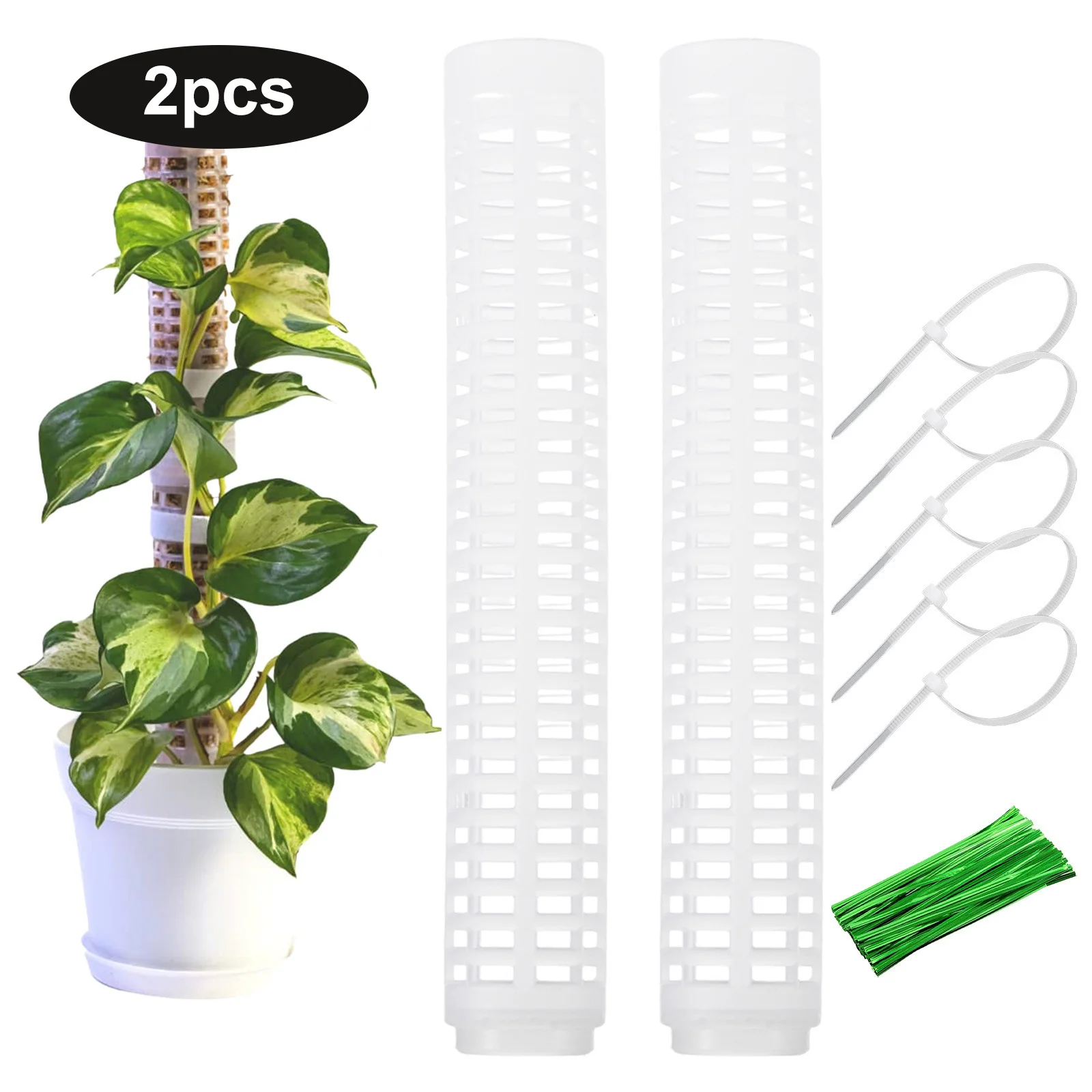 

2pcs Plastic Climbing Plant Pole Water Moss Stick Plant Growth Support Water Retention Coconut Palm Stick