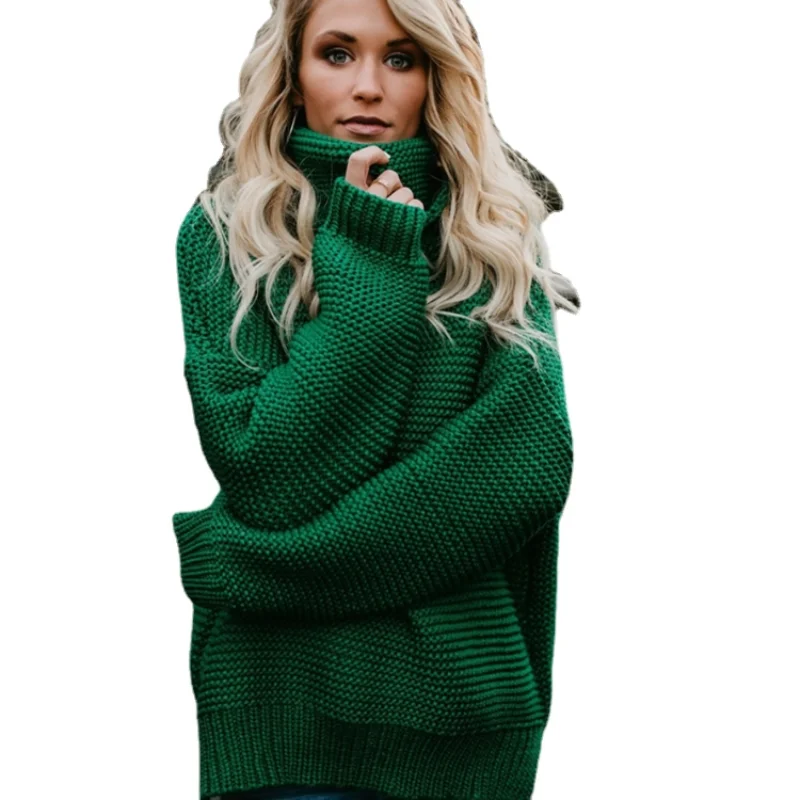 

Однотонный свитер с длинным рукавом, водолазка, женский свитер, пуловер, топы, Женский Свитер оверсайз 2022, свободный свитер в английском сти...