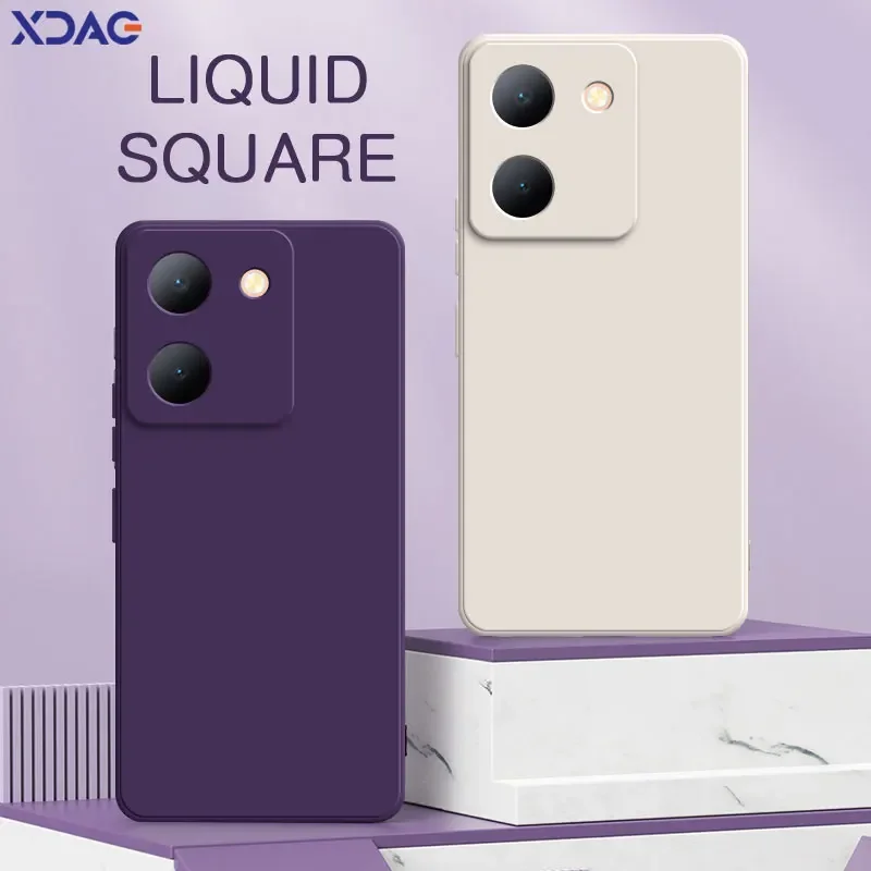 Оригинальный квадратный жидкий силиконовый чехол для телефона VIVO Y77T 5G Защитная