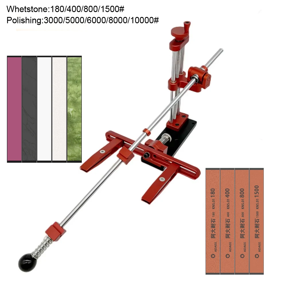 

Красный алюминиевый сплав, фиксированная точилка для ножей, профессиональная шлифовальная система для работы по дереву, регулировка угла поворота, точильный камень