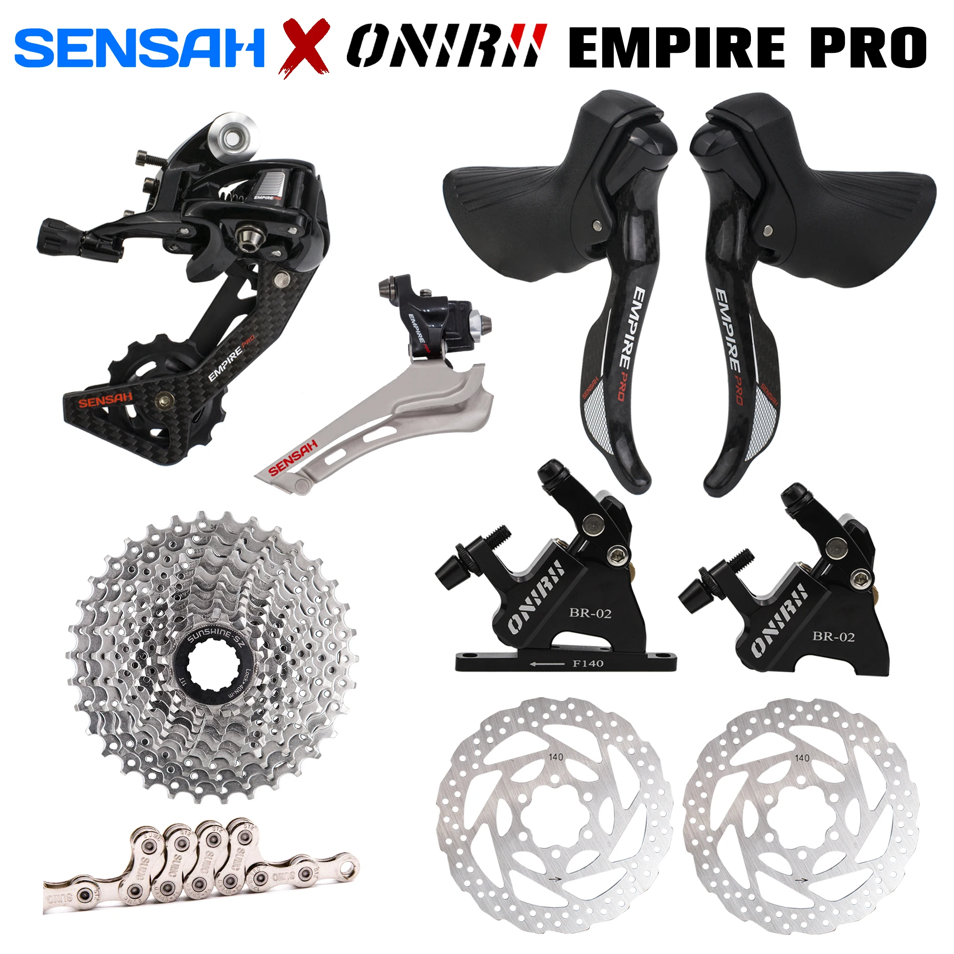 

2x12 Speed SENSAH EMPIRE PRO Road Bike Groupset with12V Carbon Shifters Derailleur Hydraulic brake Cassette for SRAM 12S NEW