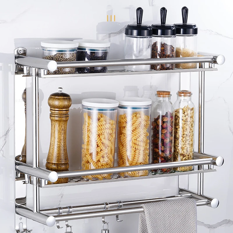 

Thickening Storage Shelves 304 Stainless Steel Bath Towel Bathroom Accessories Wall Mounted Banheiro Bathroom Shelves KC50JZ