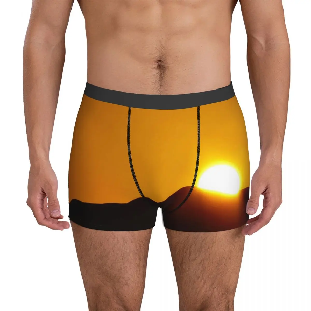 

Golden Desert Underwear Dunes Sunset Landscape Male Panties Print Breathable Trunk Trenky Boxer Brief Big Size