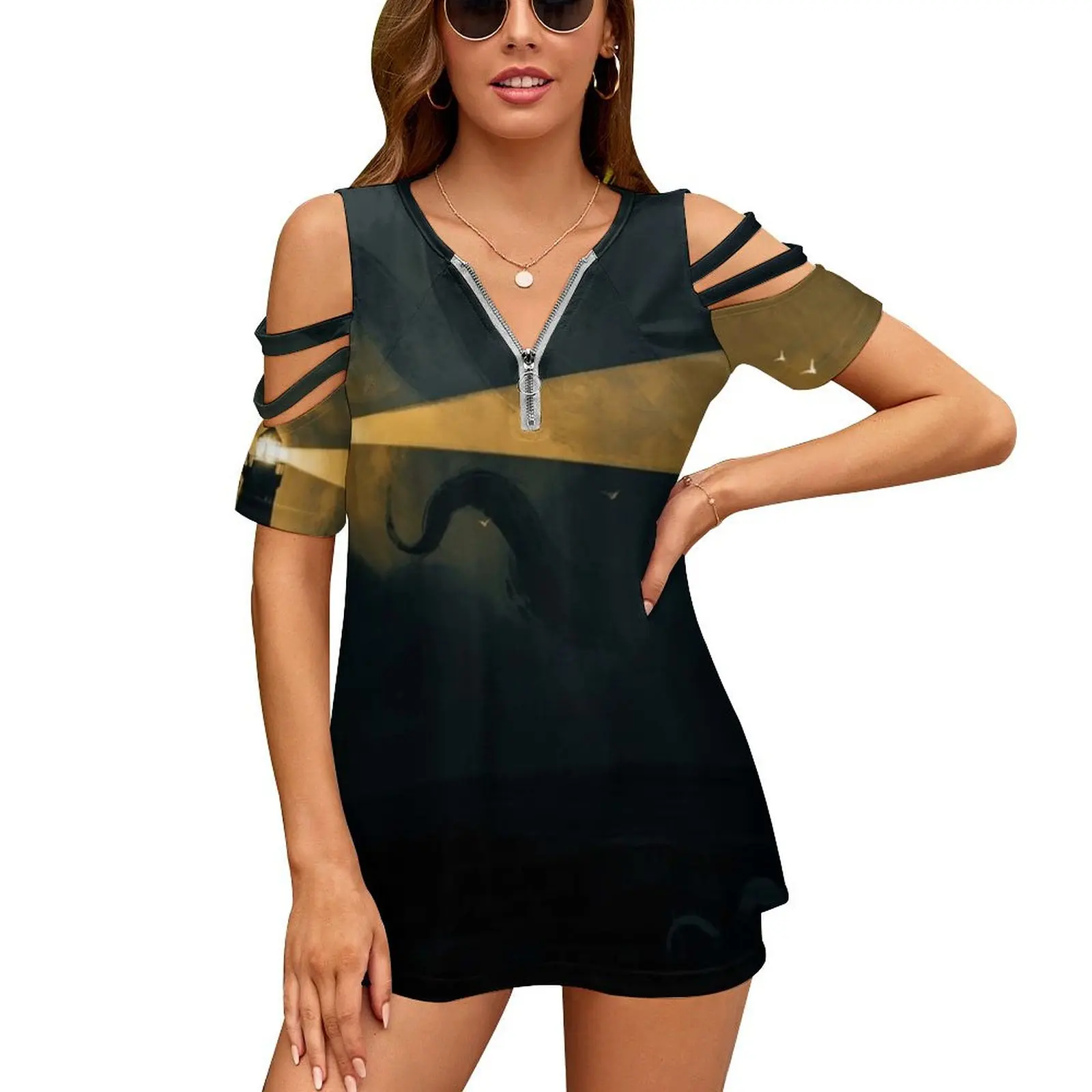 

Отличная работа, ведущая этот корабль на камни, чудо пять! Женская Винтажная футболка на молнии с принтом