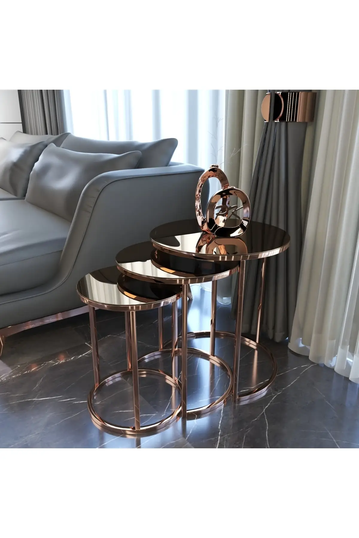 

End Table 3 Pieces Coffee Table Set Copper Leg Bronze Mirrored Modern Luxury Nesting Table Zigon Coffee Table Scandinavian Style