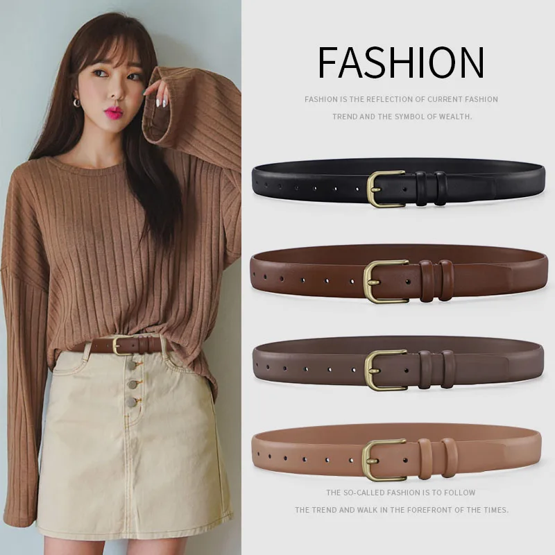 Women's Leather Belt Luxury Brand Designer Belt Simple Fashion with Jeans and Trousers Decorated Belt High-quality Alloy Buckle