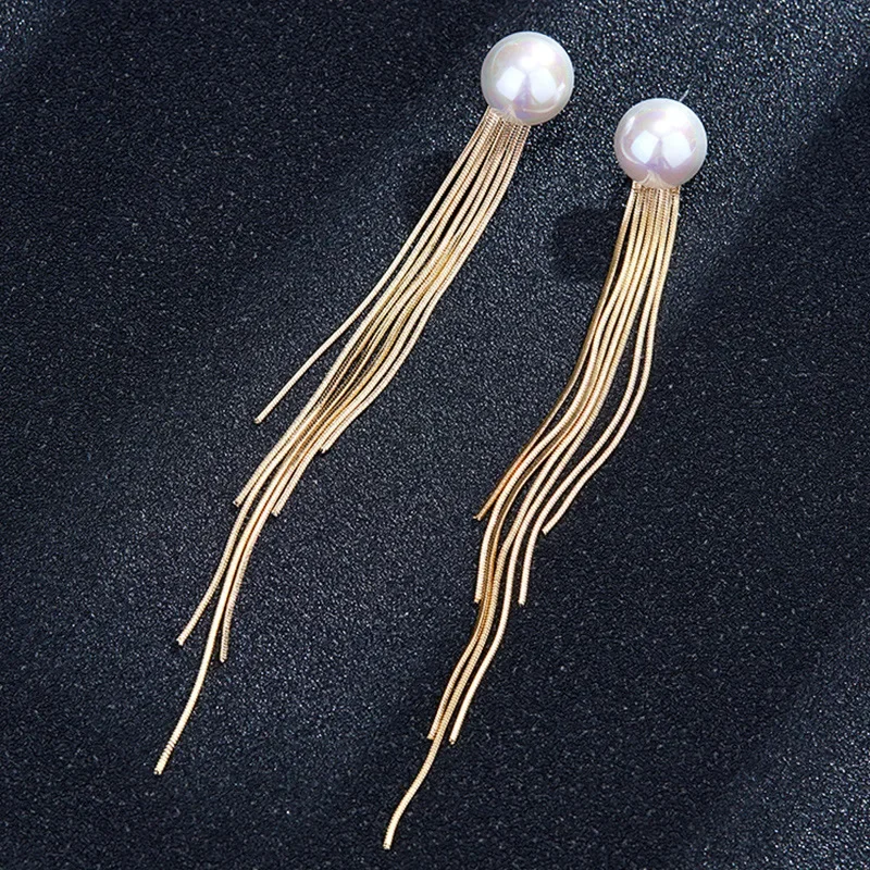 Винтажные элегантные длинные женские серьги с бахромой в корейском стиле