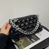 lattice chain tote armpit bag 2022 new high quality pu leather womens designer handbag pleated shoulder messenger bag