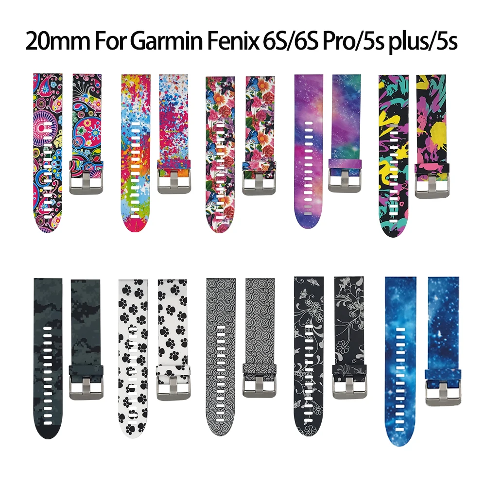 

20mm Silicone Band For Garmin Fenix 5S / 5S Plus / Fenix 6S Smart Watch Wristband Soft TPU Strap Bracelet For Garmin 6S Pro Band