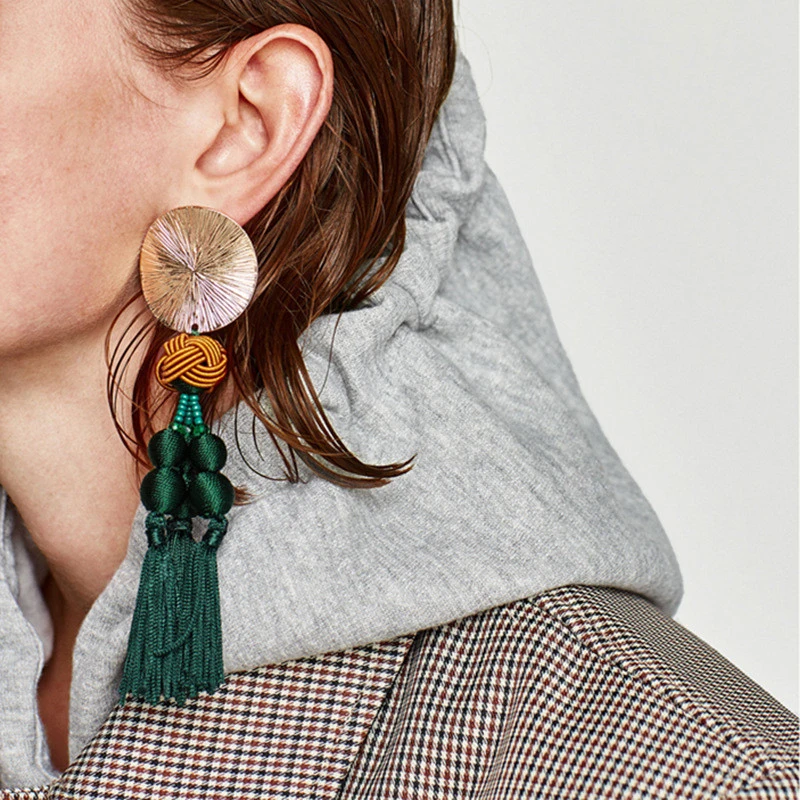 

Big Fringed Dangle Earring pendientes Exaggrated Long Tassel Earrings Thread Statement Drop Earrings ET146