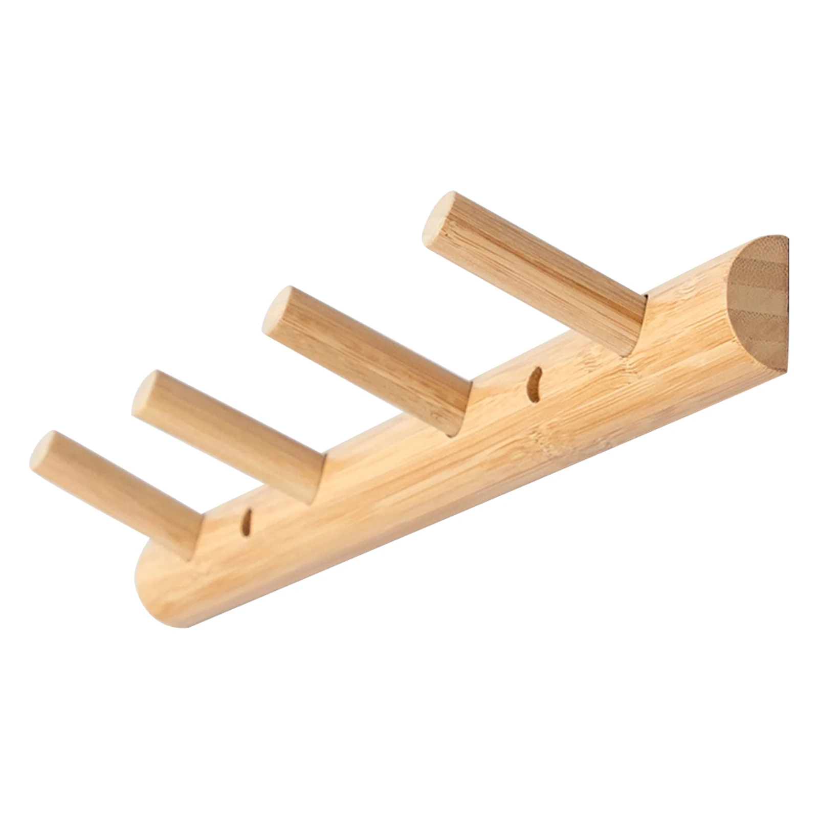 

Coat Hooks Towel Rack Easy Install Hat Storage Wall Mounted Bamboo Space Saving Entryway Bathroom Kitchen 4 Pegs Modern