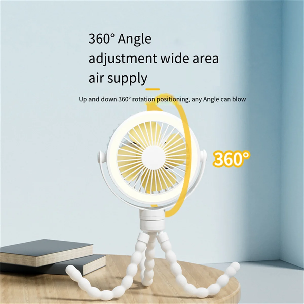 Розовый портативный перезаряжаемый вентилятор для детской коляски клипса