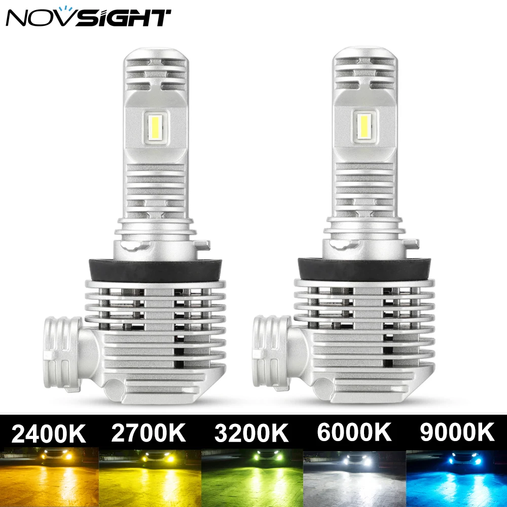 Светодиодные лампы NOVSIGHT H11, противотуманные фары 2400K/2700K/3200K/6000K/9000K, автомобильные фары лм, 50 Вт, 1:1, миниатюрная дизайнерская автомобильная лампа для включения и подключения