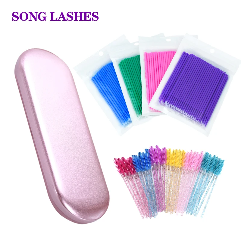 

Professional Storage Box for Eyelash Extension Tweezers 4 Slots Microw Brush Eyelashes Brush 100PCS Makeup Tools