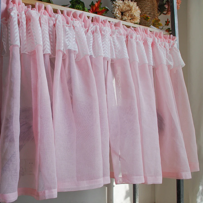 

Korean Short Valance Curtains for Kitchen Bathroom Door Decorative Half Tulle Curtains Ready Made Small Home Drapes Customized