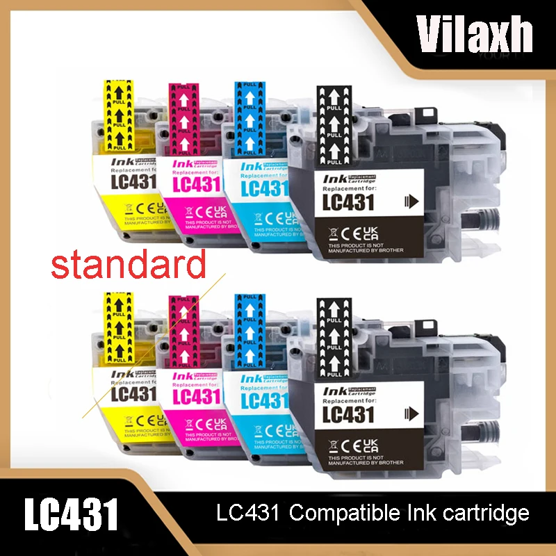 

Vilaxh LC431Standard LC-431 J1050 J1140 J1010 Compatible Ink Cartridge With Chip For Brother DCP-J1050DW J1140DW MFC-J1010DW