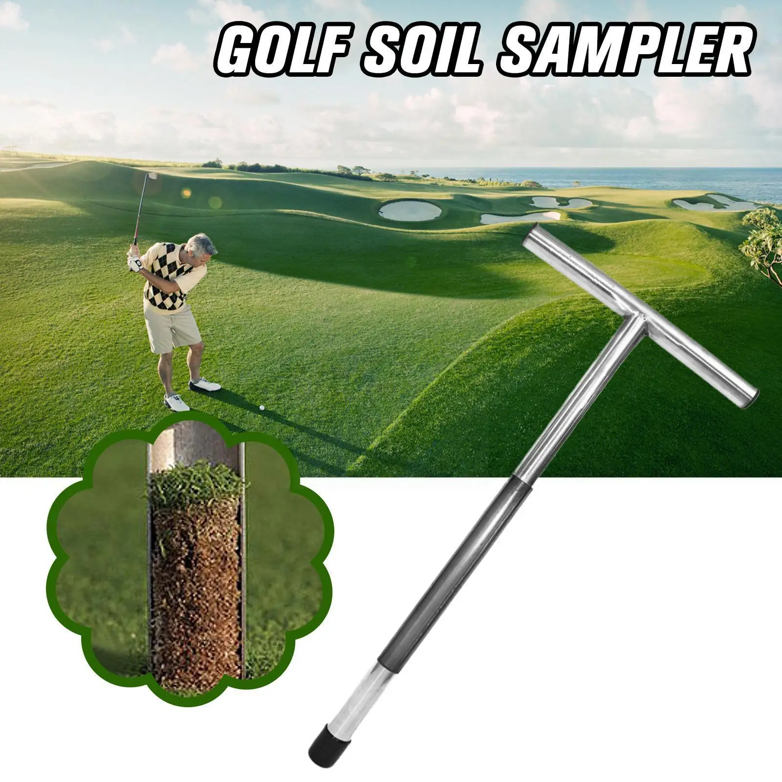 

Soil Sampler Probe Steel Soil Test Kits Golf Field Sampling Lawn Course 19.8*10in Maintenance Tool I5x8