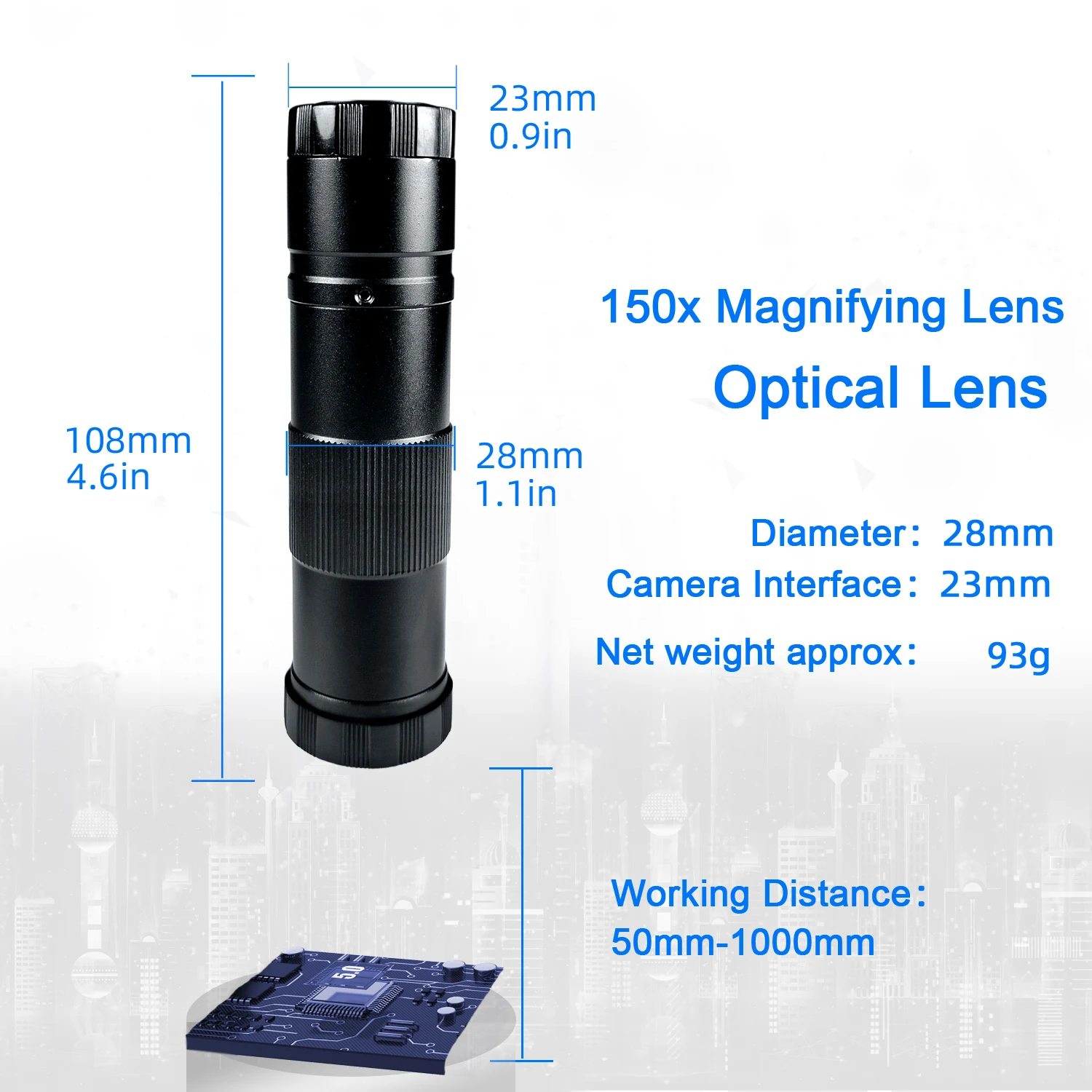 

YIZHAN Объектив для электронного видеомикроскопа 130X 150X 180X 25мм